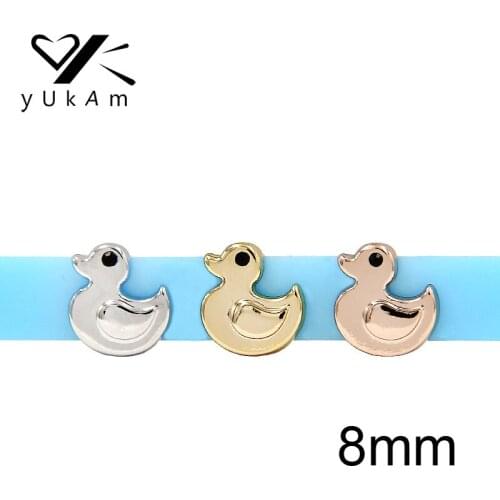 YUKAM Slider Jewelry 8mm Cute Animal Bird Small Duck Slide Charms Keeper for Kids Mesh Bracelet Wristband DIY Accessories Making