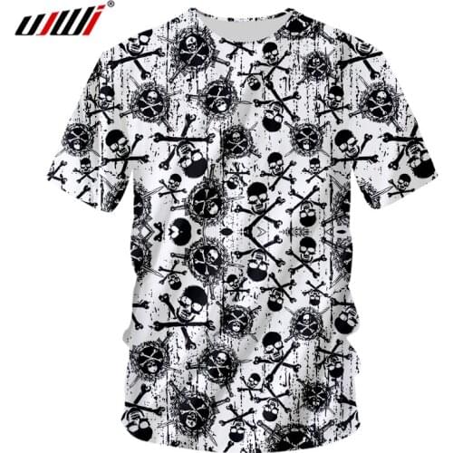 UJWI Unisex Sports O Neck Tshirt 3D Printed Skulls And Sleleton Theme Mens Tee Shirt Fashion Man Oversized T-shirt Suppliers