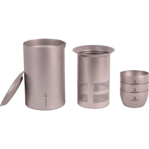 EDC Titanium Double Deck Coffee Tea Mug Cup Portable Outdoor Travel Gear Coffer Tea Maker with Titanium Strainer EDC Tools 350ml