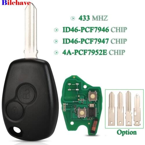 Bilchave 2 Buttons For Renault Trafic Vivaro Primastar Movano Dacia Fob PCF7946 7947 7952E Chip 434MHz Smart Remote Car Key