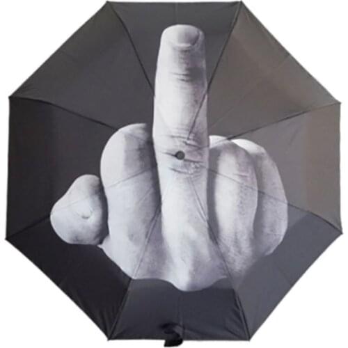 Women Umbrella Rain Middle Finger Umbrella men Windproof Folding Parasol Personality Black Middle Finger Umbrellas