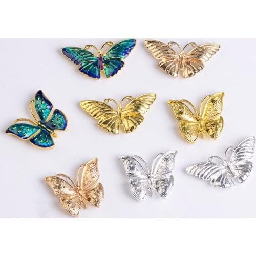 10pcs New Metal Alloy Enamel Butterfly Connector DIY Necklace Clothing Hair Accessories For Jewelry Making