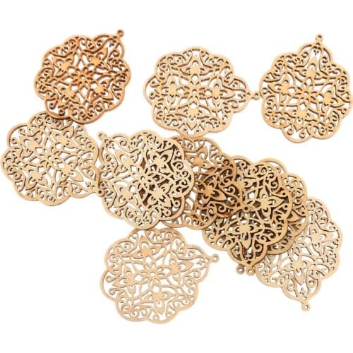 10x Cut Wooden Shapes for Crafts Wood Charms DIY Woodcraft Decoration