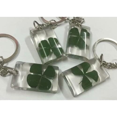 16 pcs fashion Real Shamrock Car Real Four Leaf Clover Keychain