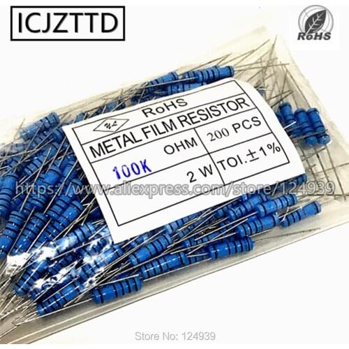 200pcs/bag 2W 1% 2W Mental Film Resistor 1% 1.5M 1.8M 2M 2.2M 2.4M 2.7M 3M 3.3M 3.6M 3.9M 4.3M 4.7M 5.1M 5.6M 6.2M 6.8M 7.5M