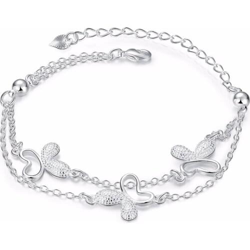 2017 Christmas new jewelry hot personality butterfly bracelet beautiful female charm bracelet standard silver drop buckle