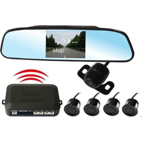 4.3 inch LCD display wireless Parking Sensor System Rear View Camera Radar Alert Alarm System with 4 Sensors