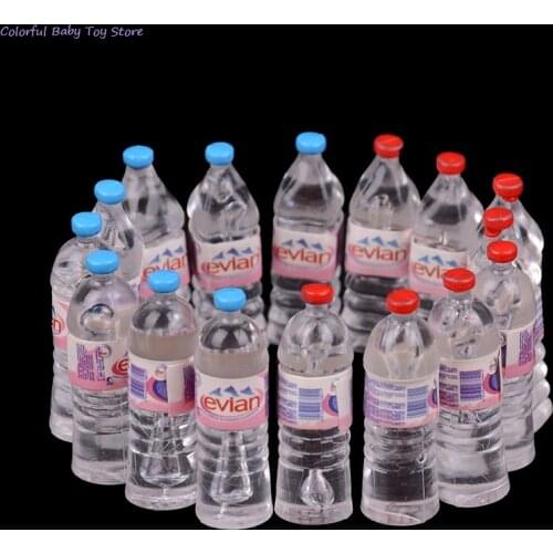4 Pcs 1:12 Dollhouse Mineral Water Bottle Miniature Toy Doll Food Scene Model For Doll House Kitchen Living Room Accessories