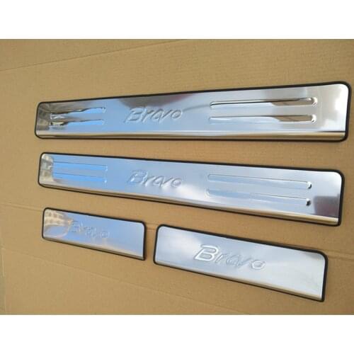 4PCS/SET wear plates stainless steel door pulls sill auto accessories welcome pedal for Fiat Bravo 2008-2012 Auto parts