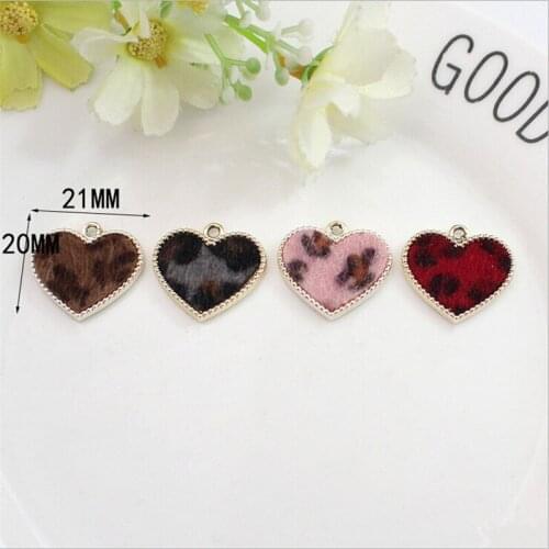 4pcs/lot creative fashion round hair leopard metal heart charms for diy earrings jewelry pendants hangings material accessories