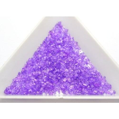 45 Gram Purple Glass Crushed Chips Irregular Shape Nail Art Tips + Storage Box