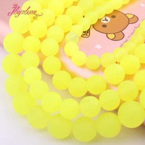 6,8,10mm Frost Round Beads Yellow Jades Stone Spacer Beads for DIY Accessories Women Men Necklace Bracelet Jewelry Making 15"