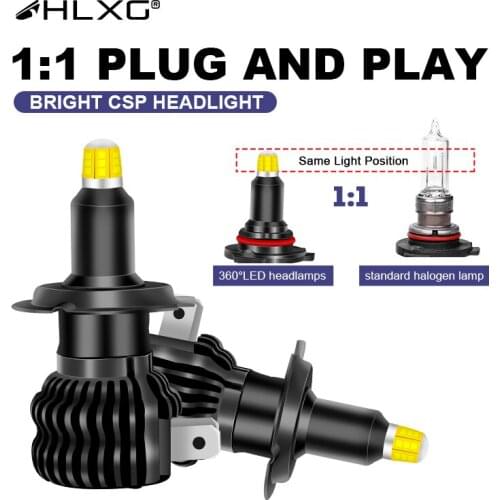 HLXG 18000LM h1 H11 360 LED headlight CSP canbus H8 H9 9012 9005 9006 HB3 HB4 luces car Light lamp 12V 6000K h7 led bulb 100W