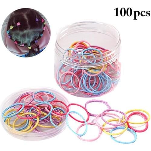 Coxeer 100pcs Colourful Disposable Elastic Hair Bands Cute Girls Ponytail Holder Rubber Band Scrunchies Kids Hair Accessories
