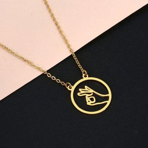 Cxwind Hand Charms Chain Chockers Necklace Fashion Round Geometry OK Gesture Pendant Jewelry for Women Accessories Wholesale