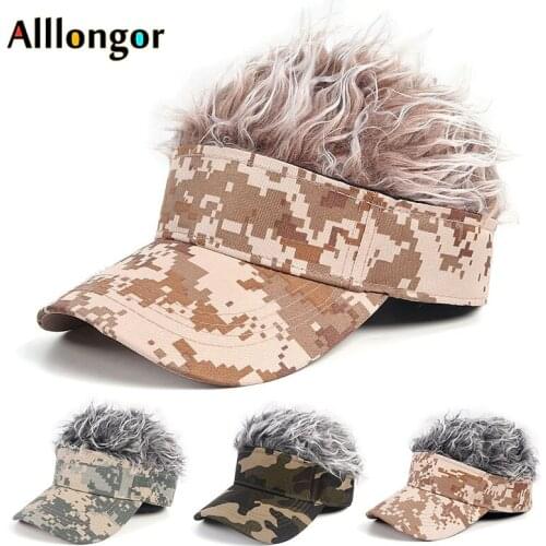 New Fashion 2020 Unisex Camouflage Wig Baseball Cap Men Women Hat Snapback Hip Hop Novelty Gorras Hombre Street Cool Caps