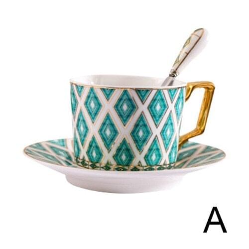 Nordic Style Bone China Coffee Cup Saucer Spoon Set 200ml British Cafe Porcelain Tea Cup Advanced Ceramic Teacup