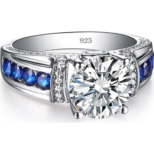 RedWood Brand 5ct Real Moissanite Ring For Women Real 925 Sterling Silver 14K White Gold Plated Diamond Ring Wedding Jewelry New