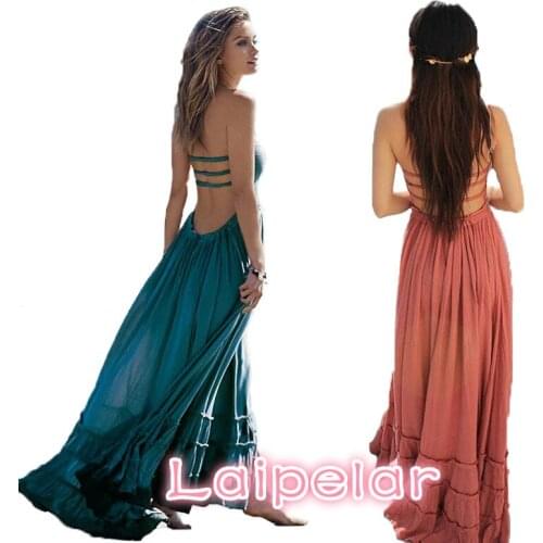 Laipelar Summer Dress Women Bohemian Sleeveless People Sexy Boho Dresses Backless Party Hippie Bandage Beach Dress Vestidos