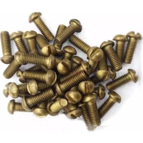 6pcs M5 brass screws brassiness Slotted round head screw one word groove pan headed machine bolts bolt GB67 8mm-60mm length