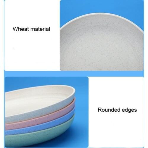 Lightweight Wheat Straw Plates 4pcs Unbreakable Dishes and Plates Sets Non-toxin Safe Healthy for Kids Children Adults SUB Sale