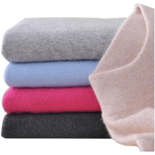 Fashion Cashmere Blended Knitted Sweater Women Tops Autumn Winter Turtleneck Pullovers Female Long Sleeve Solid Color S01