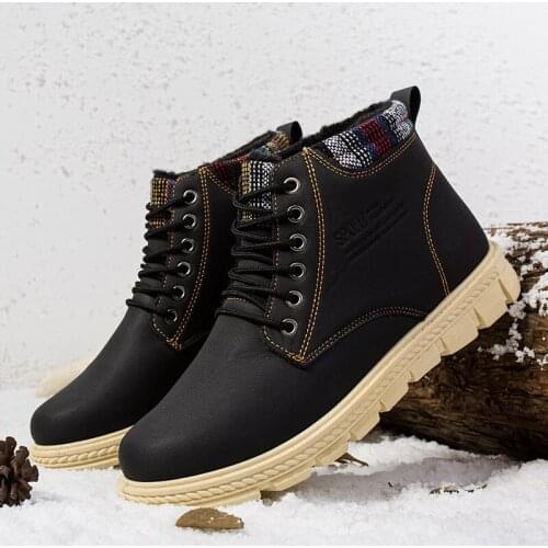 Men Boots Warm Fur Snow Boots For Boots Leather Winter Shoes Men Ankle Boots Men Winter Footwear Winter Mens Shoe Booties