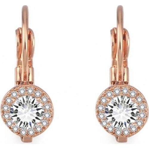 New Rose Gold Clear Cubic Zircon Hoop Earring For Women Simple Style Dazzling Color Earrings Fashion Jewelry Earring Party Gifts