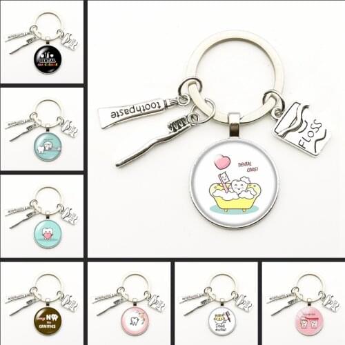 New I Love Tooth Pendant Keychain Mini Toothbrush Toothpaste Keychain Fashion Jewelry Men and Women Gifts