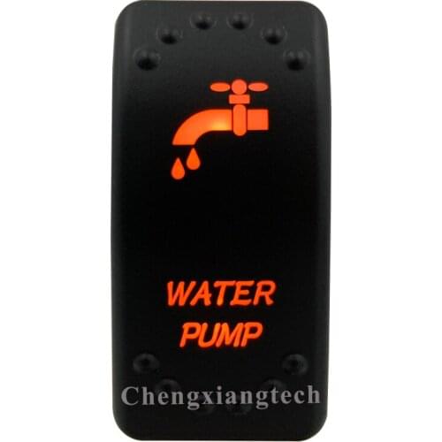 5 Pin SPST Laser Etched Water Pump Rocker Button Switch Orange Led ON OFF 12v 20A, Waterproof
