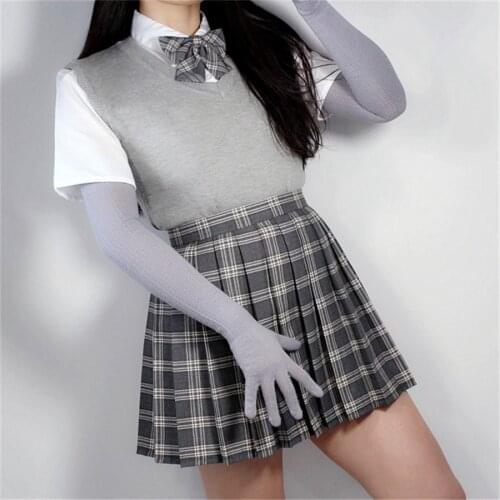 Fashion Long Wool Gloves 55cm Knitting Five Fingers High Elasticity Wool Women Models Light Gray S00235-2