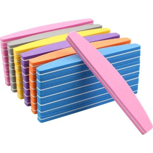 50pcs Sponge Sandpaper Nail Files For Manicure Nail Buffer Block 100/180 Colorful Boat Sanding Foam Emery Board Lime a ongle