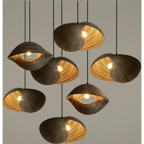 Bamboo Shell Pendant Lights Southeast Asia Handmade Hanglamp For Bedroom Dining Room Vintage Home Decor Loft Hanging Luminaire