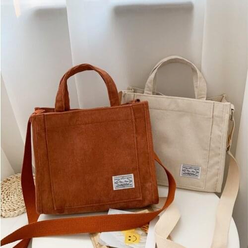 Casual shopping tote bag Fashion corduroy shoulder bag female bag messenger bag student bag