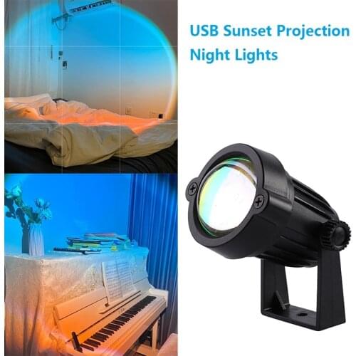 USB Plug Rainbow Sunset Projection Lamp Atmosphere Night Light Home Coffee Shop Background Wall Decoration Colorful Lamp