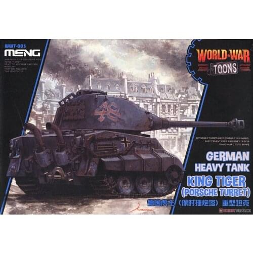 Q Version German Tiger King Heavy Tank Porsch Turret World War Cartoon Military Assembly Model Toons