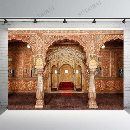 Palace India Vintage Pattern Sofa Luxurious Professional Photography Background Photobooth Wedding Photographic Backdrop Studio