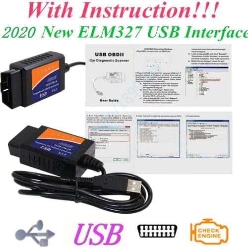 User Guide!! ELM 327 V1.5 OBD 2 ELM327 USB Interface CAN-BUS Scanner Diagnostic Tool Cable Code Support OBD-II Protocols New
