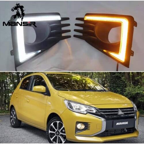12V LED Daytime Running Lights Daylights Car DRL For Mitsubishi Mirage 2020 Headlights Auto Turn Signal Bulb Fog Lamps