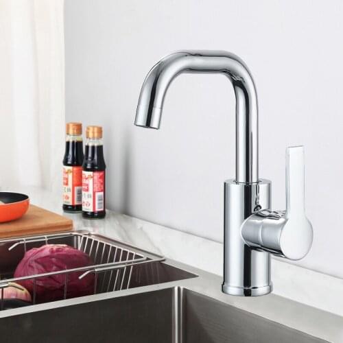 Bathroom Basin Faucet Zinc Alloy Single Handle Single Hole Hot And Cold Mixer Tap Crane Deck Mounted Rotatable Kitchen Sink Tap