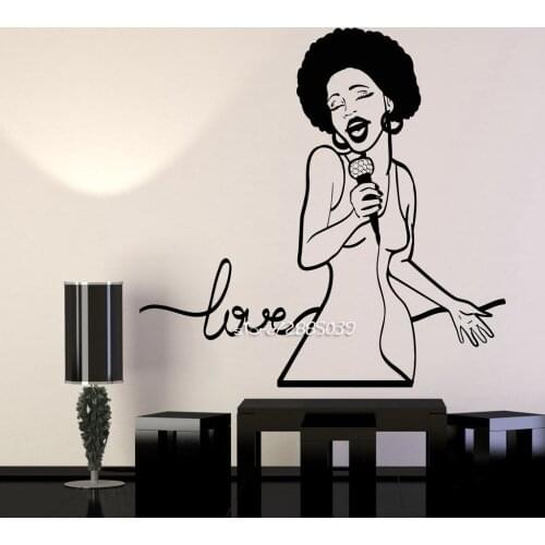 African Woman Singer Vinyl Wall Stickers Love Song Black Lady Wall Decal Decor Living Room Wallpaper High Quality Mural SA877