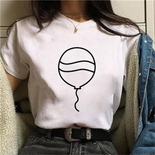 Women Ullzang Geometric Colorful Balloons T-shirt Funny Cartoon Graphic Tshirt 90s Fashion Top Tees Female simple T-shirt