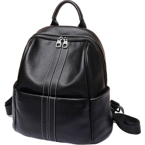 Womens Backpack Female Leather Bags Cowhide Genuine Leather Fashion Bag For Girls Teenage School Shoulder mochila 2021 New