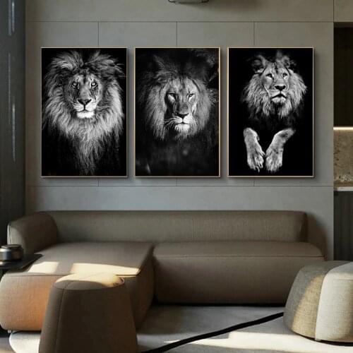 Animals Art Single Lions Oil Painting on Canvas Wall Art Posters Prints Wall Pictures for Living Room Home Wall Cuadros Decor