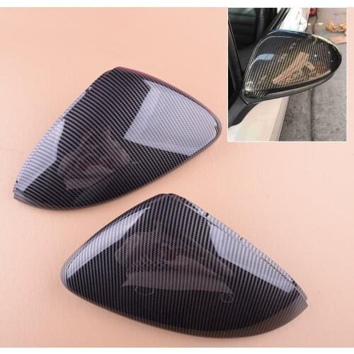 1 Pair ABS Car Side Door Rearview Mirror Cover Cap Fit For VW Golf MK7 MK7.5 GTI GTD 2015 2016 2017 Carbon Fiber Style