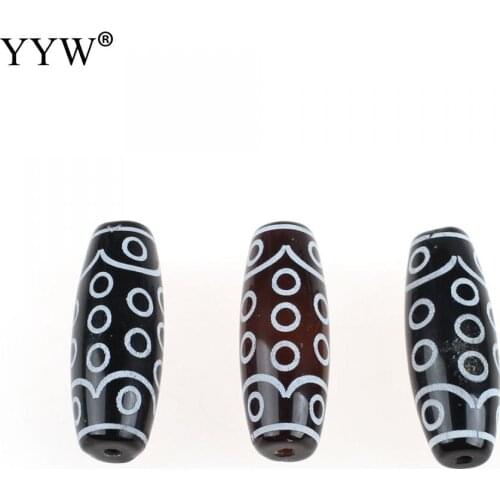 1pc Black Dzi Beads Column Dzi Agates Loose Beads For DIY Jewelry Making Pendant Necklace Jewelry Accessory 13.50x13.50x38mm