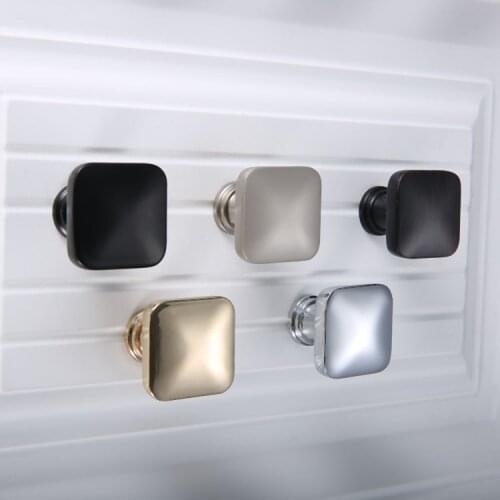 1Pc Square Single Hole Brass Knob Handle Vintage Pull 29mm Decorative Golden/Black/Grey/Silver Door Cabinet Drawer Handle