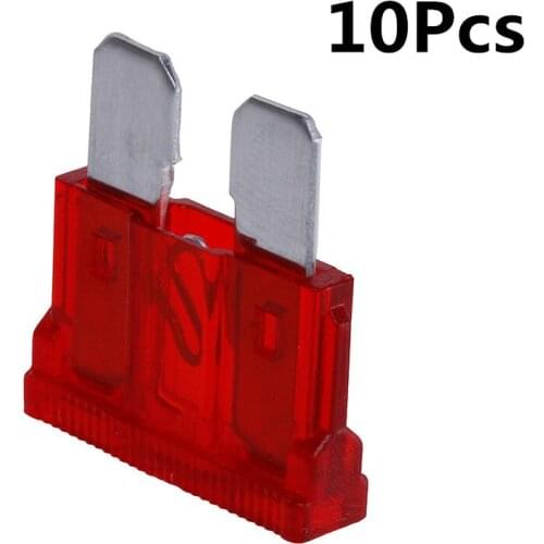 10Pcs 10AMP Blade Fuses Standard Red 10A Flat Fuse Car Bike Motorcycle Van Auto