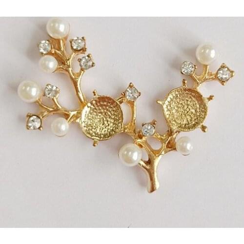 10pcs 46*40mm Fashion Vintage Metal Alloy KC Gold Flowers Branch Connectors Charm For Bridal Hair Accessories Wholesale