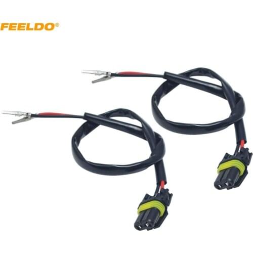 FEEKDO 2PCS Car H11-Pin Kits To 9005/9006 Female Power Cable HID Conversion Kit Xenon Lamp Bulb Power Wire Harness Plug #HQ5979